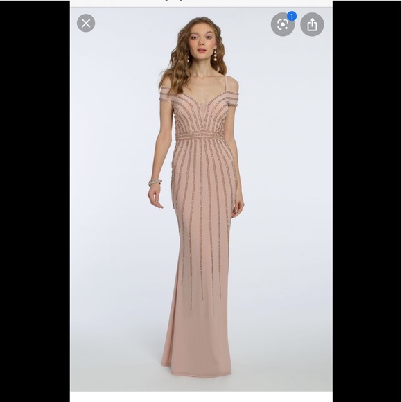 Aqua Dresses Dresses & Skirts - Blush colored beaded gown- wedding guest 👛👗✨
